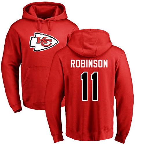 Men Kansas City Chiefs #11 Robinson Demarcus Red Name and Number Logo Pullover Hoodie